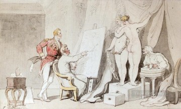  life Oil Painting - A Study In Life Drawing caricature Thomas Rowlandson